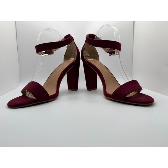 Torrid Pumps Womens Size 11WW Burgundy Two Strap Tapered Open Toe Heeled Sandals - Picture 7 of 16